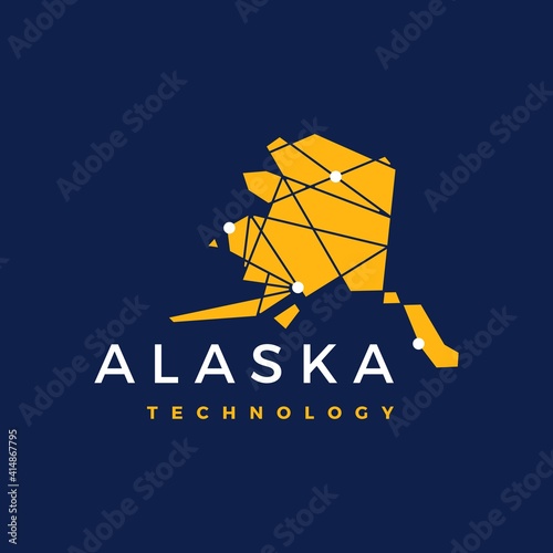 alaska technology connection geometric low poly logo vector icon illustration