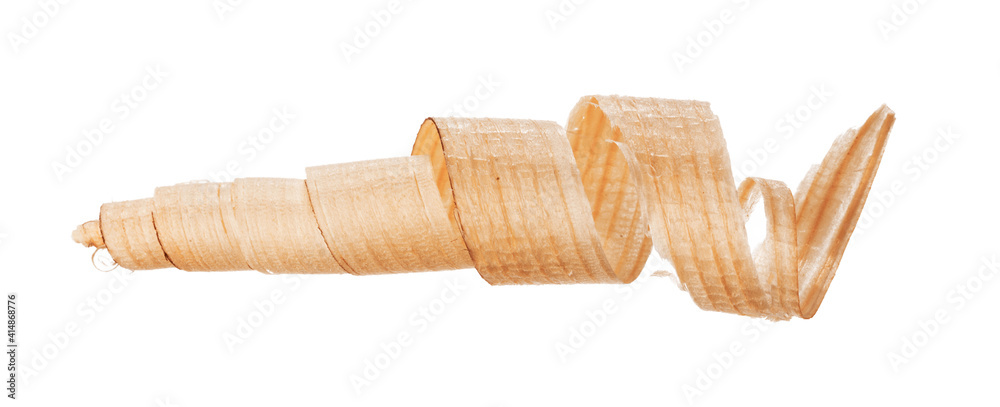 Curly wood shaving isolated on white background Curly wood shaving isolated on white background