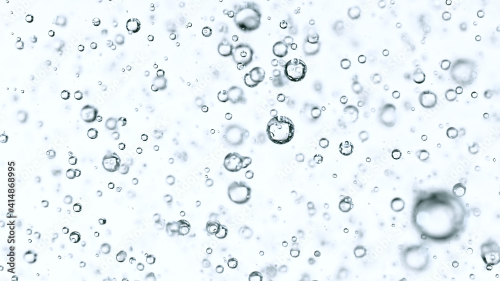 Light bubbles of water isolated over white, macro shot.