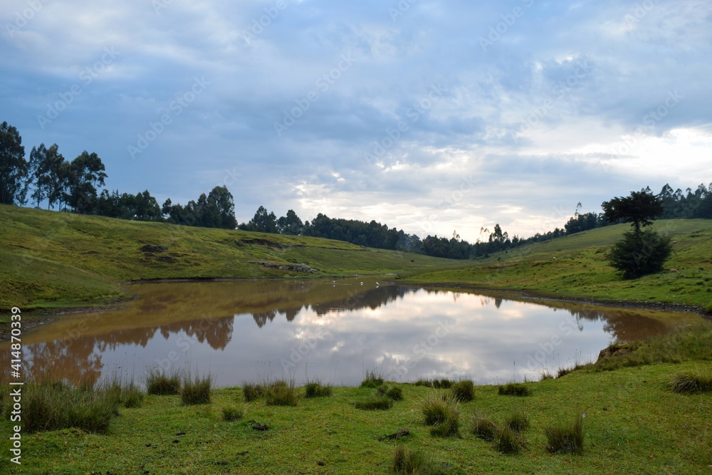 Scenic view of a lake in the Aberdares, Kenya