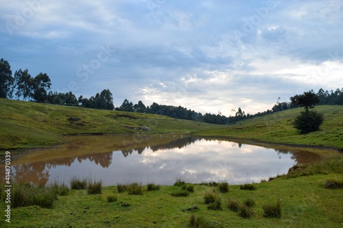 Scenic view of a lake in the Aberdares, Kenya
