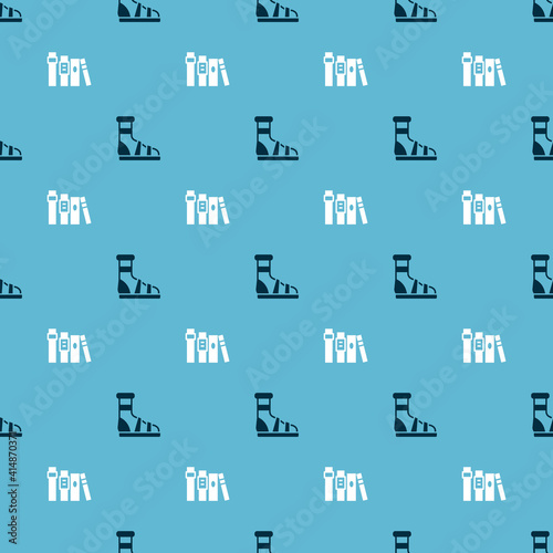Set Slippers with socks and Book on seamless pattern. Vector.