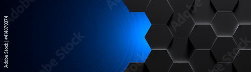 Wide Dark Tiled Background (Website Header) with Copy Space (3d Illustration)