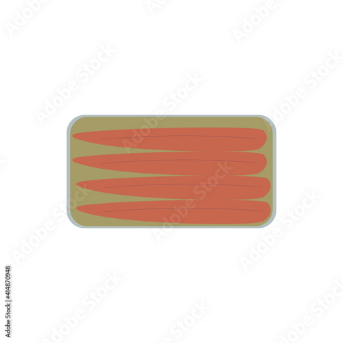 vector icon, cans of anchovies in oil