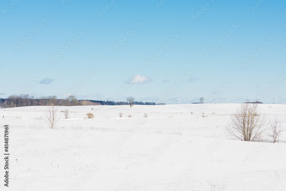 Winter landscape with snow covered countryside. European winter landscape. Winter landscape with snow covered countryside. European winter landscape.