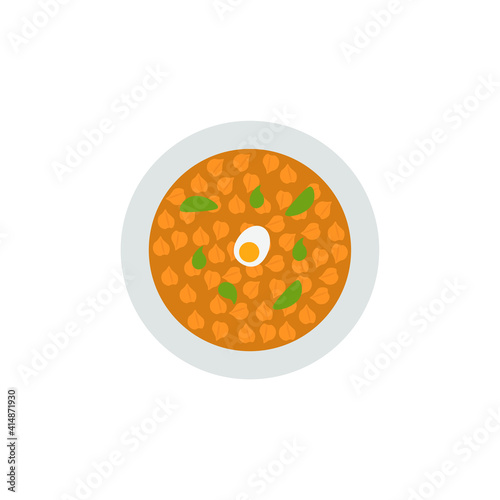 vector icon, chickpea dish on white background