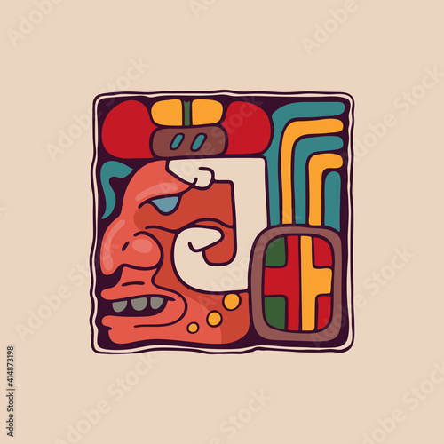 Letter J logo in Aztec, Mayan or Incas style.