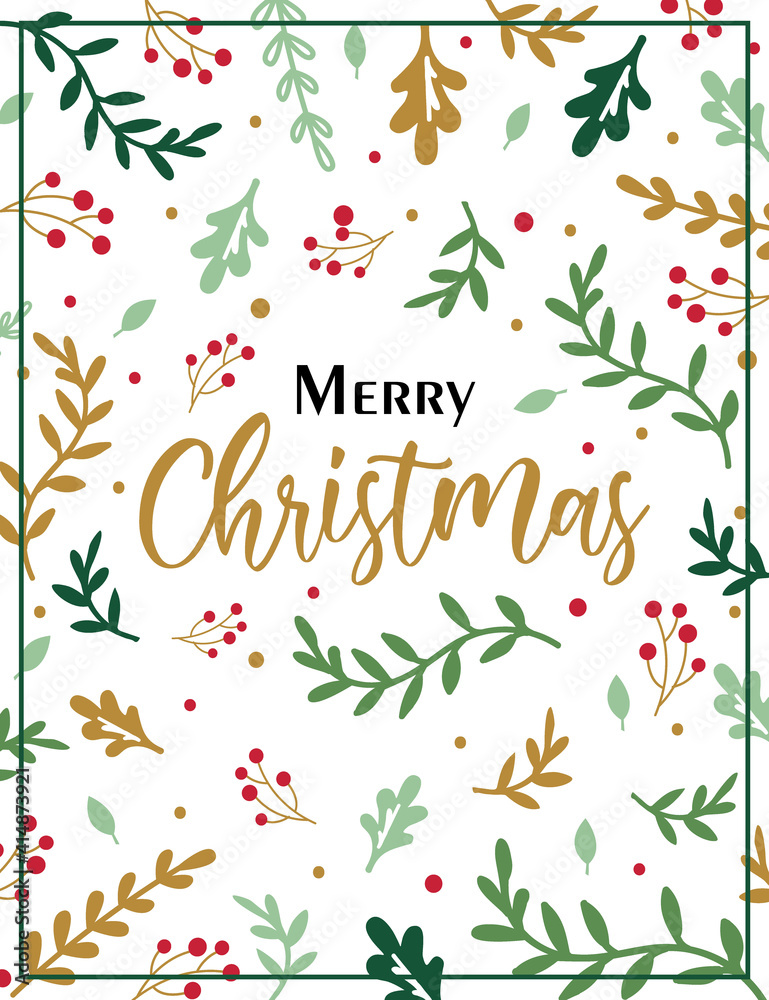 Merry christmas letter with holly leaf pattern Merry christmas letter with holly leaf pattern