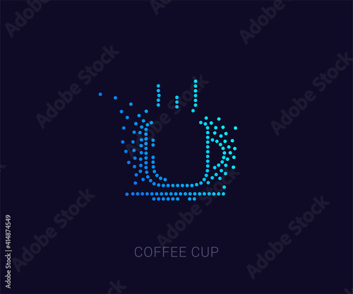 Unique Coffee Mug Icon, made of multiple dots, Halftone Icon. Premium quality graphic design. Modern signs, dotted symbols collection, exclusive icon for websites, Campaign, logo design, mobile app