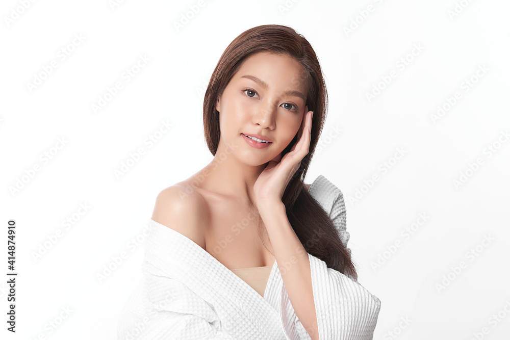 Beautiful young asian woman with clean fresh skin on white background, Face care, Facial treatment, Cosmetology, beauty and spa, Asian women portrait Beautiful young asian woman with clean fresh skin on white background, Face care, Facial treatment, Cosmetology, beauty and spa, Asian women portrait