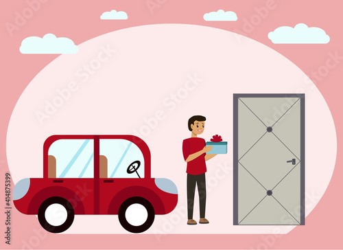 A man brought a box by car