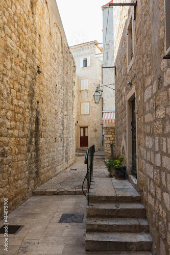 Narrow street in the Old Town of Dubrovnik. Croatia 