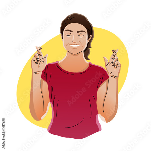 woman showing crossing finger gesture