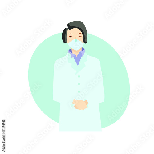 Doctor woman in mask. Vector illustration.