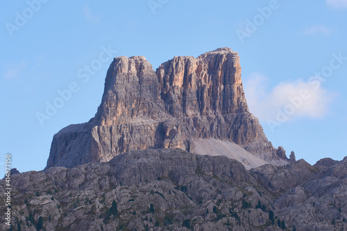 Sonnenuntergang am Monte Averau, Falzarego pass, Cortina d'Ampezzo, dolomites, Veneto, Italien 