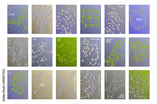 Biomedical brochure cover templates vector set.
