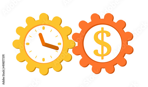 Time is money. make money, income growth, return on investment. Business and finance management, joint venture, mutual fund, annual payment, vector icon in flat style