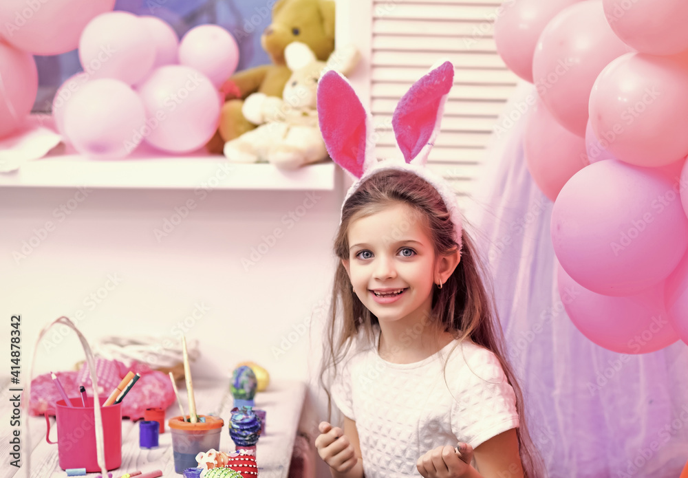 Happy kids easter. Child wearing Easter bunny ears. Happy kids easter. Child wearing Easter bunny ears.