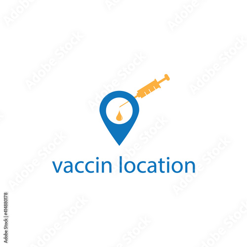 Location symbol vaccine logo vector injection icon design illustration