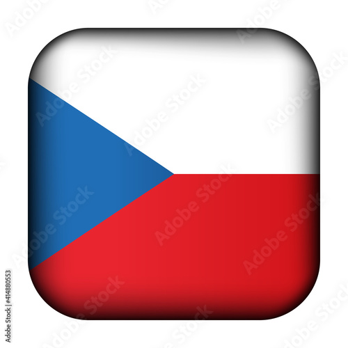 Glass light ball with flag of Czech Republic. Squared template icon. National symbol. Glossy realistic cube, 3D abstract vector illustration highlighted. Big quadrate, foursquare