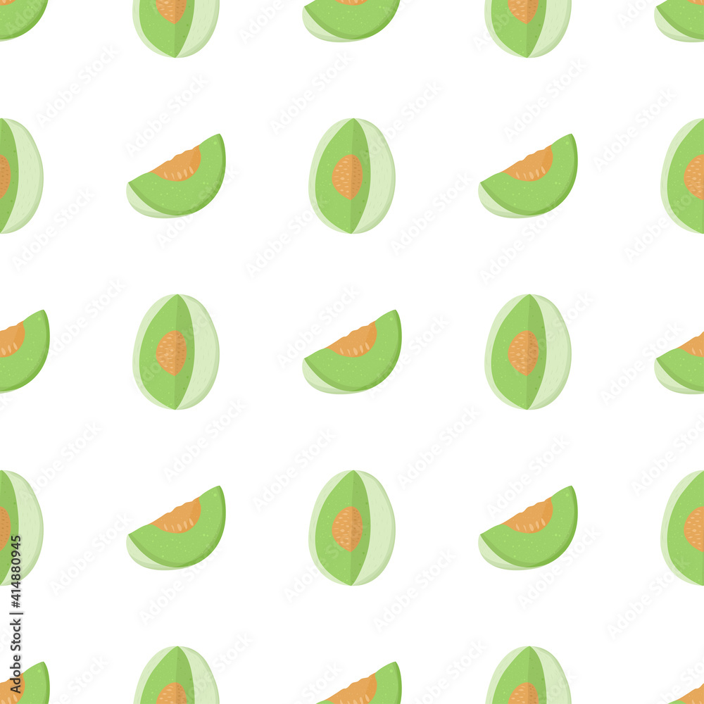 Cartoon illustration with green whole honeydew and slice seamless pattern. Sweet melon fruit art for print design, fabric, textile, wrapping paper. Fresh cantaloupe melon background. Cartoon illustration with green whole honeydew and slice seamless pattern. Sweet melon fruit art for print design, fabric, textile, wrapping paper. Fresh cantaloupe melon background.