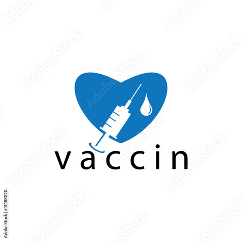 injection vaccin love logo design vector illustration
