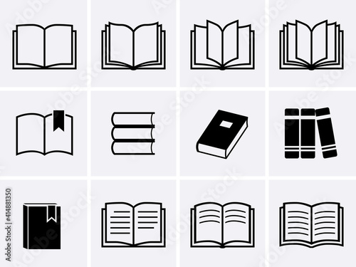 Book Icon set. Book symbol. Vector illustration