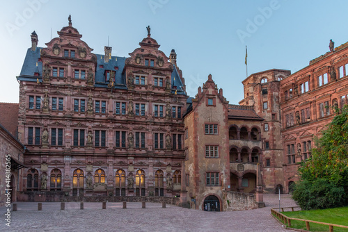 Sunset view of the main courtyard of the palace in Heidelberg, Germany photo