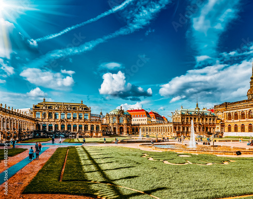 DRESDEN,GERMANY-SEPTEMBER 08,2015: Zwinger Palace (Der Dresdner Zwinger) Art Gallery of Dresden, which was almost completely destroyed during the Second World War. Saxony, Germany. photo