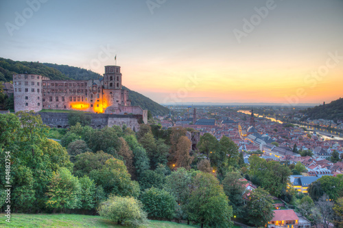 Sunset panorama of Heidelberg, Germany photo