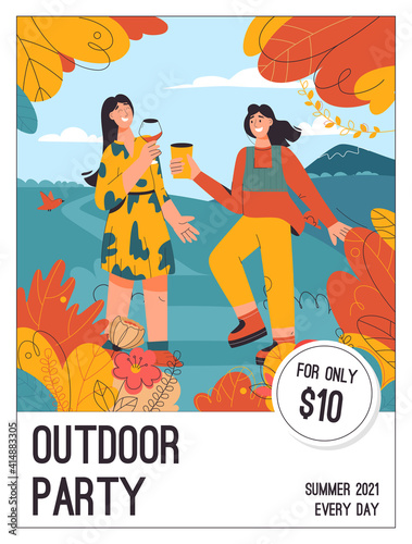 Vector poster of Outdoor Party concept