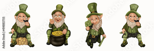  St. patrick's day four leprechaun with gold