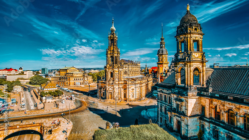 Histoirical center of the Dresden Old Town, Zwinger, Theatre Square (Theaterplatz)Katholische Hofkirche.Dresden has a long history as the capital Saxony.