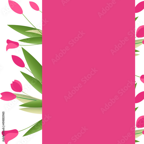8 March gift card. Spring Holliday. 
pink tulips and pink space for text