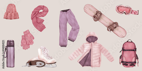 Set of winter clothes