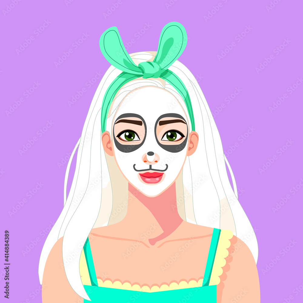 vector illustration girl with cosmetic mask