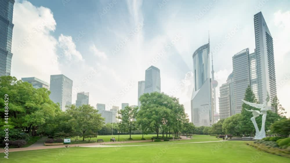 hyper lapse, park in lujiazui financial center, Shanghai, China hyper lapse, park in lujiazui financial center, Shanghai, China