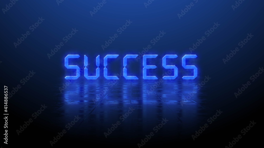 Reflection effects on a structured surface - blurred blue lettering SUCCESS illuminated over the background - 3D Illustration Reflection effects on a structured surface - blurred blue lettering SUCCESS illuminated over the background - 3D Illustration