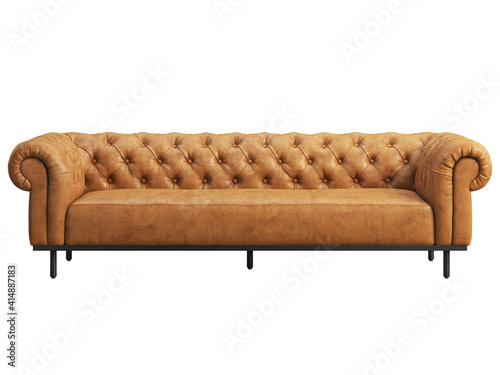 Fotografía Classic chester brown leather upholstery sofa. 3d render.