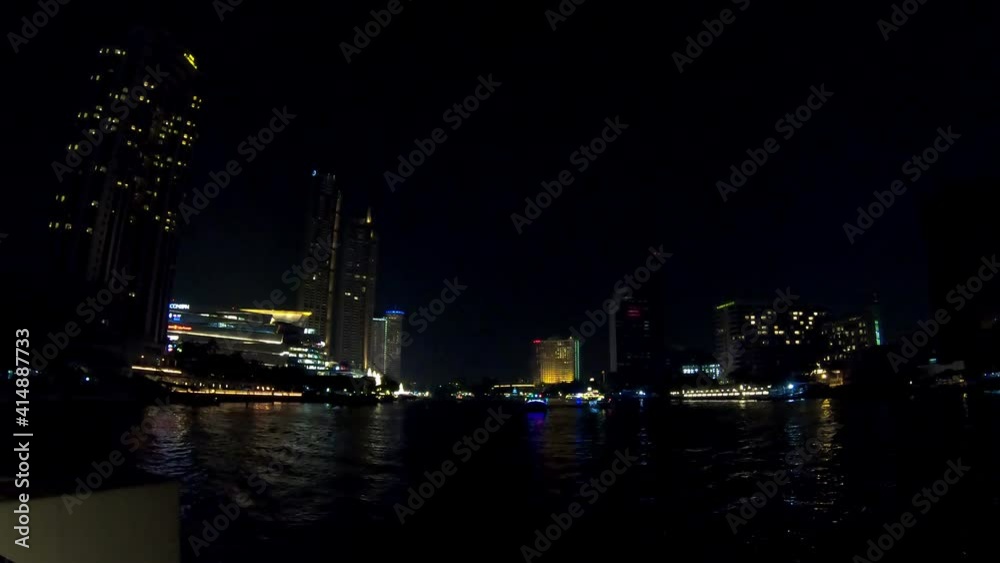Bangkok City with Chao Praya river at night view from boat in Thailand Bangkok City with Chao Praya river at night view from boat in Thailand