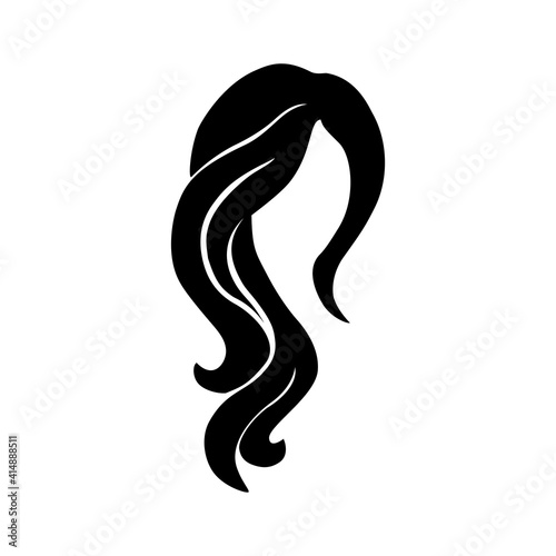 Woman long hair icon for beauty salon