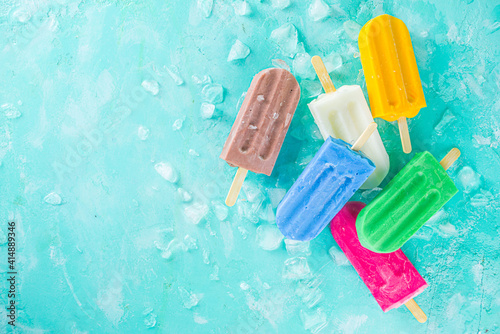 Set of bright ice cream popsicle photo