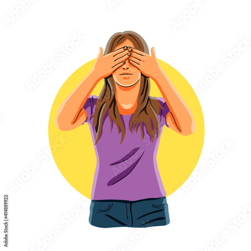 woman covering her eyes with hands