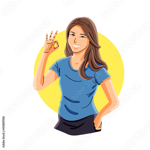 woman showing ok sign gesture