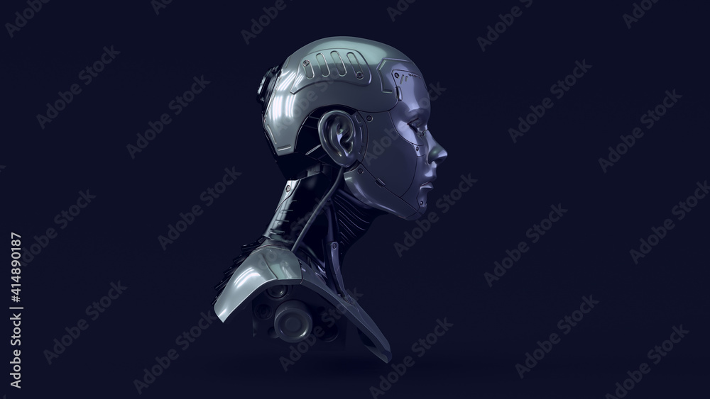 Cyborg with Blue Green Moody 80s lighting 3d illustration render Cyborg with Blue Green Moody 80s lighting 3d illustration render