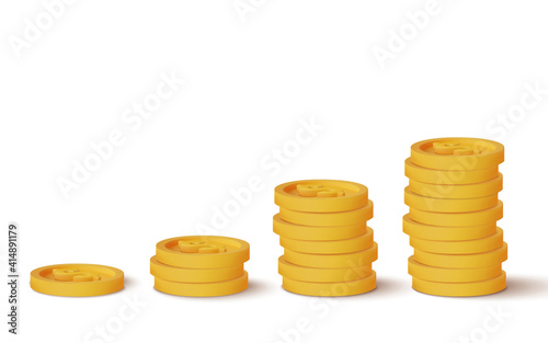 3d realistic coins isolated on white coin icon, vector