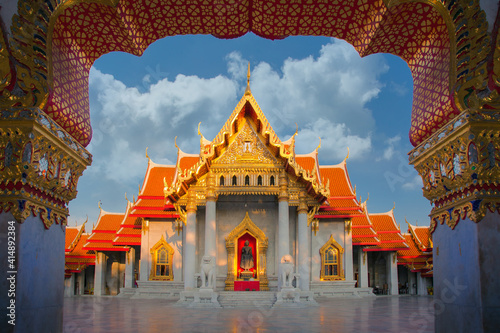 Wat Benchamabophit Dusitvanaram , The Marble Temple known as Thailand famous landmark in Bangkok.