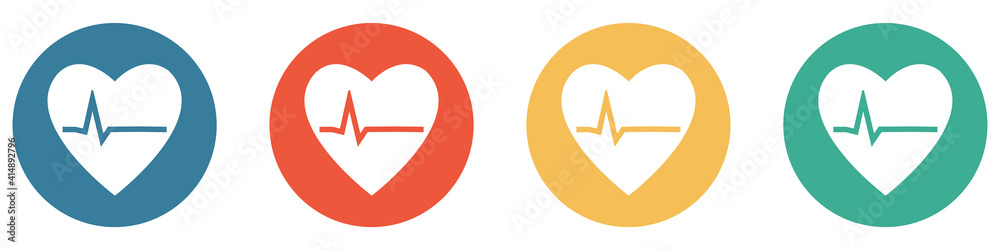 Bunter Banner mit 4 Buttons: EKG Check Bunter Banner mit 4 Buttons: EKG Check