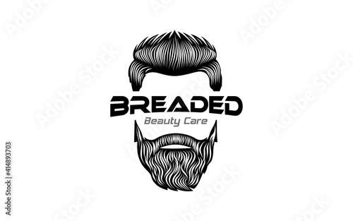 Illustration vector graphic of Silhouette vintage beard logo template design