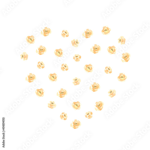 illustration watercolor heart made of with peach flowers on a white background. for the holiday of Valentine's Day. spring summer mood. for design, banners, cards, invitations